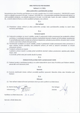 Nařízení č. 4 / 2015, zákaz podomního a pochůzkového prodeje