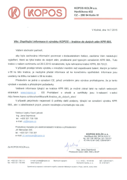 Doplňující informace k výrobku KOPOS