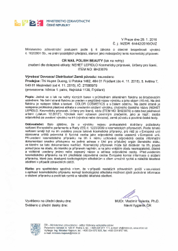 L r ` MINiSTERSTVO ZDRAVOTNECTVÍ a! F 9 .. ČESKÉ REPUBLIKY