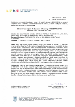 V ` MINISTERSTVO ZDRAVOTNICTVÍ e 5 ČESKÉ REPUBLIKY