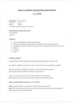 ZÁPIS č. 7/2015 ze zasedání obecního zastupitelstva obce Dřevčice