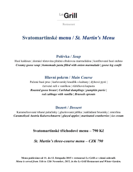 Svatomartinské menu / St. Martin`s Menu