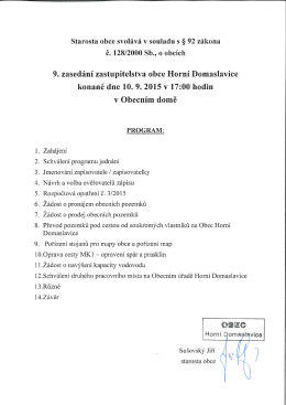 Starosta obce svol&aacute;v&aacute; V souladu s &sect; 92 Z&aacute;kona