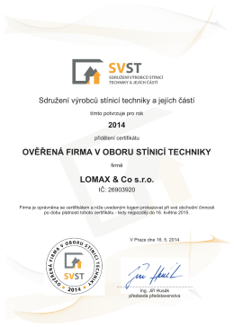 Ověřená firma 2014 - vyplněný text pro PDF