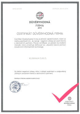 DŮVĚRYHODNÁ FIRMA 2015