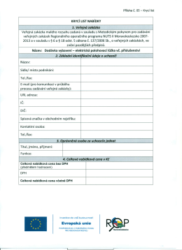 KRYCÍ LIST NABÍDKY