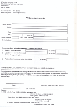 Přihláška obědy 2016/2017 - Základní škola Jihlava, E
