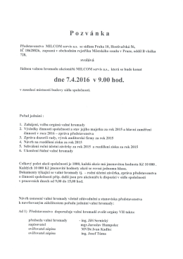 Pozvánka - MILCOM servis as