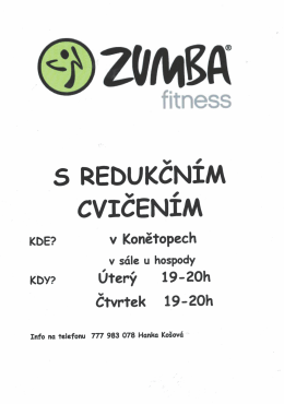 ZUMBA FITNESS s redukčním cvičením v Konětopech