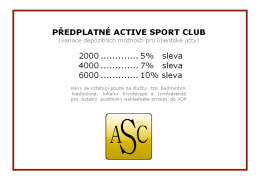 PŘEDPLATNÉ ACTIVE SPORT CLUB