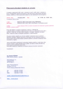 Pl&aacute;novan&eacute; přeru&scaron;en&iacute; dod&aacute;vky el. proudu