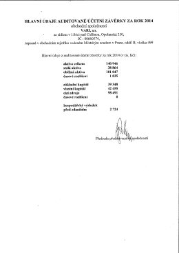 Hlavn&iacute; &uacute;daje auditovan&eacute; &uacute;četn&iacute; z&aacute;věrky 2014