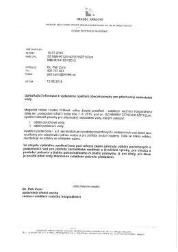 Upřesňuj&iacute;c&iacute; informace k vydan&eacute;mu opatřen&iacute; obecn&eacute; povahy pro