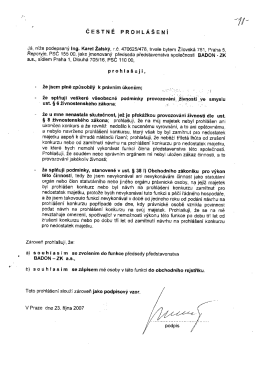 ČESTNÉ PROHLÁŠENÍ - BADON