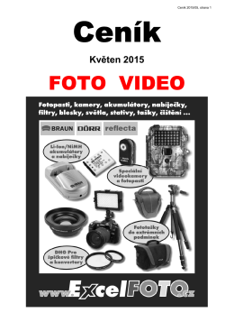 Fotopasti, Minikamery, Energie, Optick&eacute; př&iacute;slu&scaron;enstv&iacute;, Filtry, Blesky