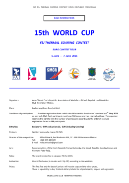 15th WORLD CUP F3J THERMAL SOARING CONTEST
