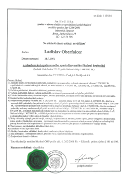 osvedčení – hrobník – Ladislav Oberfalcer