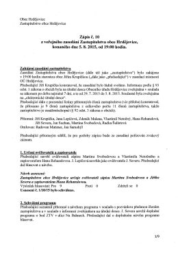 Zápis č. 10 - Hrdějovice