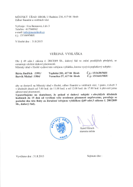 MĚSTSKÝ ÚŘAD HROB. U Radnice 234, 417 04 Hrob
