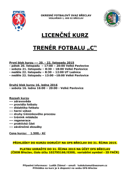 Licenční kurz Trenér fotbalu C