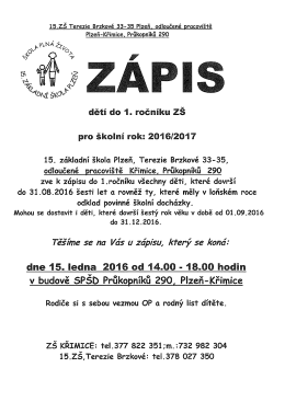15. základní škola Plzeň, Terezie Brzkové 33—35,