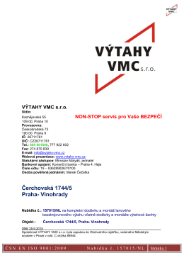 VÝTAHY VMC nabídka