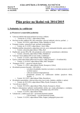 Roční plán práce 2014-2015 - Základní škola Šumperk, Sluneční