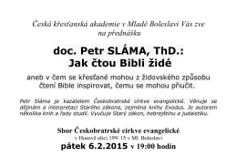 doc. Petr SLÁMA, ThD.: Jak čtou Bibli židé