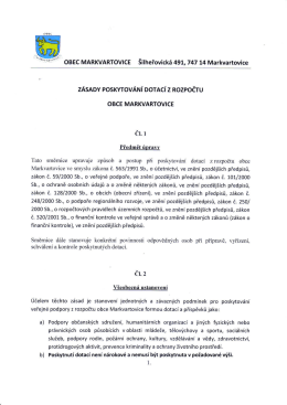 Zásady poskytování dotací z rozpočtu obce Markvartovice