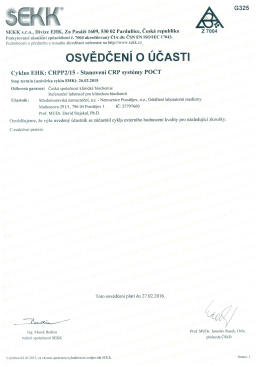 Stanoevní CRP systémy POCT - Oddělení laboratorní medicíny