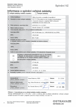 Informace o splnění veřejné zakázky - Profil Zadavatele