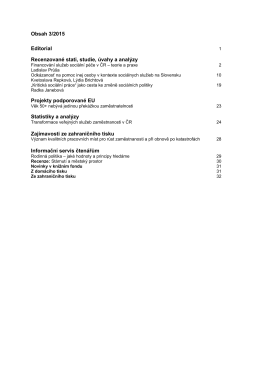 Obsah 3/2015 Editorial Recenzované stati, studie, úvahy a analýzy