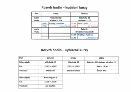 Rozvrh hodin - hudební kurzy