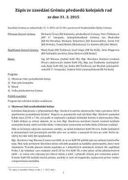 Zápis GPKR 31. 3. 2015 - Grémium předsedů kolejních rad