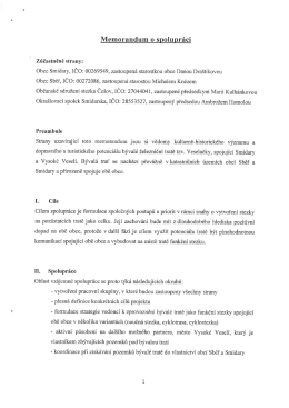 Memorandum 0 spolupráci - Okrašlovací spolek Smidarska