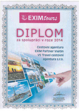 za spolupráci v roce 2014 - VS TRAVEL cestovní agentura sro