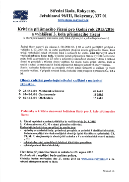 Střední škola, Rokycany, Jeřabinová 96/III