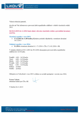 oznameni o provozni dobe v obdobi vanocnich svatku 2015