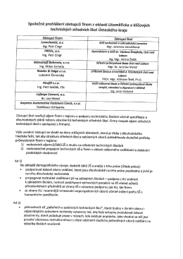 Společné prohlášení zástupců firem z oblasti Litoměřicka a klíčových
