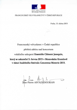 Francouzsk&yacute; velvyslanec V Česk&eacute; republice přeb&iacute;r&aacute; Z&aacute;&scaron;titu nad