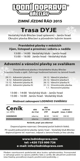 Trasa DYJE “ m - Lodní doprava Břeclav