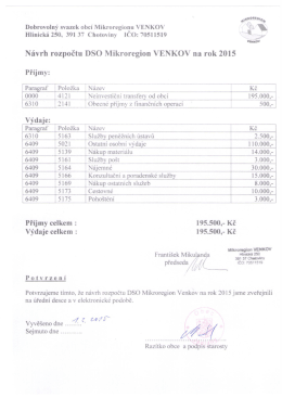 Dobrovolní` svazek obcí Mikroregionu VENKOV Hlinická 250, 39137