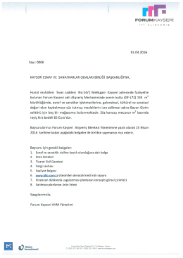 Page 1 FORUM KAYSERİ İ Y  A L 1 Ş V E R İ S 01.04.2016 Sayı: 0006