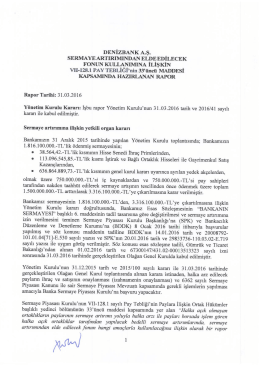 Denizbank Fon Kullanım Raporu