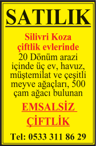 Page 1 SATILIK Silivri Koza çiftlik evlerinde 20 Dönüm arazi içinde