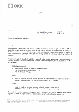 společnost OKK Koksovny, a.s. nab&iacute;z&iacute; k prodeji nepotřebn&yacute; použit&yacute;