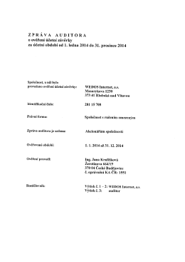 zprávě auditora Wedos internet, a.s. pro rok 2014
