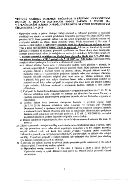 VEŘEJNÁ NABÍDKA POZEMKŮ URČENÝCH K PŘEVODU