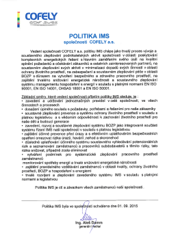 Politika IMS Cofely a.s.