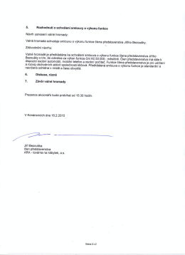 5. Rozhodnut&iacute; o schv&aacute;len&iacute; smlouvy o v&yacute;konu funkce N&aacute;vrh usneseni